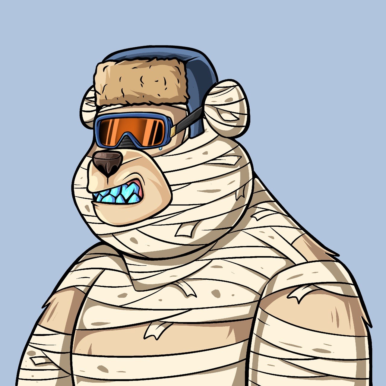 Mummy ape NFT with ski goggles